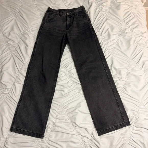 J. Galt Shanghai Black Straight Leg Jeans Women's Size S Washed Denim High Rise - Picture 1 of 10
